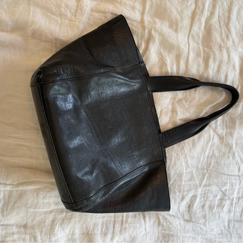Black Leather Tote Bag